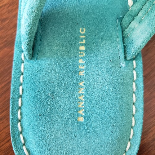 New | Banana Republic | Top Stacked Heel Leather Flip Flops Sz 7 - Picture 3 of 6
