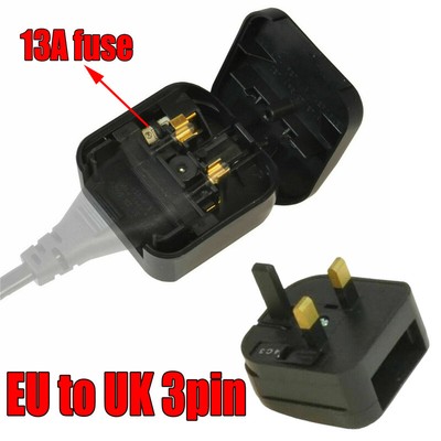 euro 2 pin to uk 3 pin adapter
