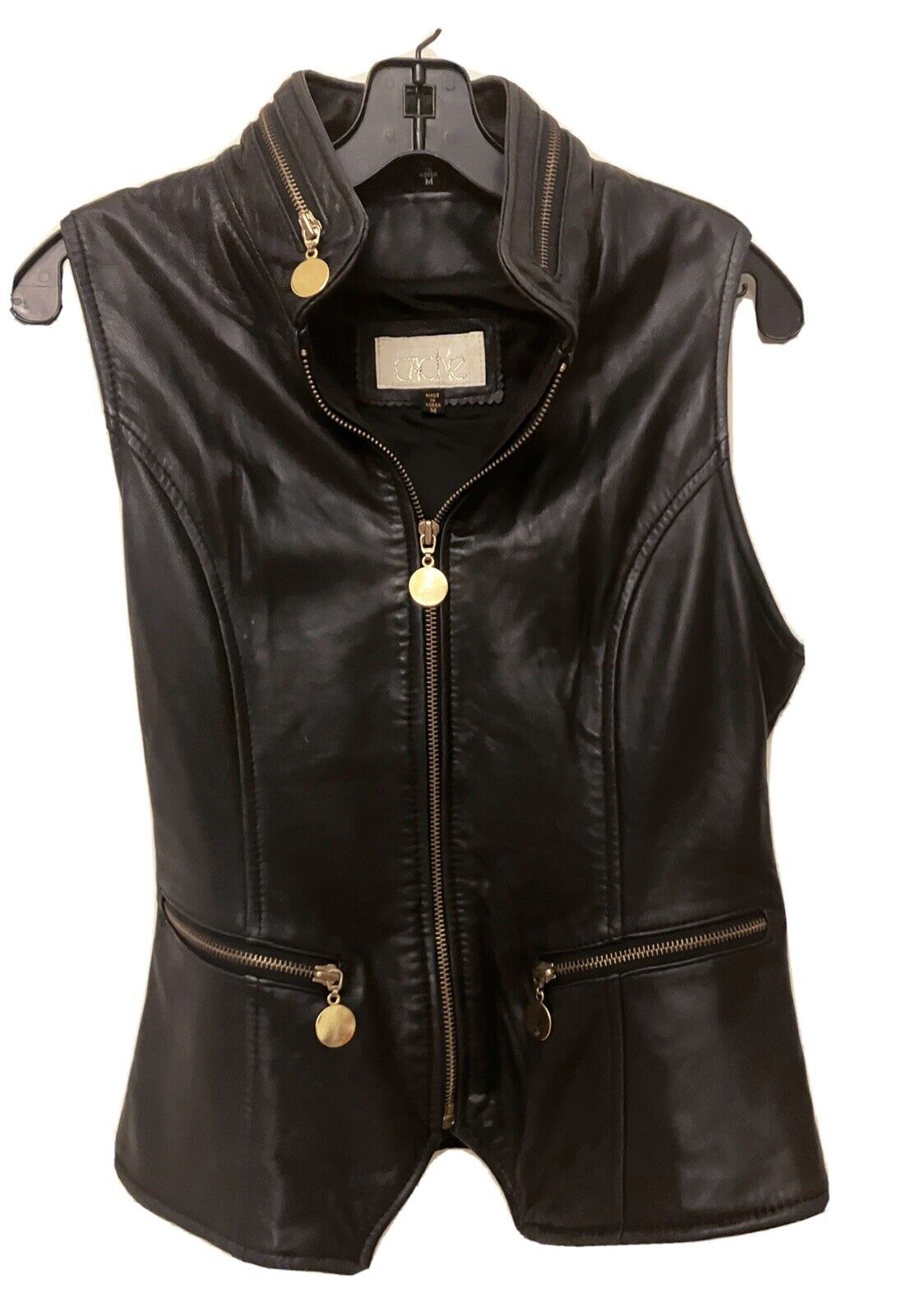 Cache Vintage Black Leather Biker Vest/$595 Originall… - Gem