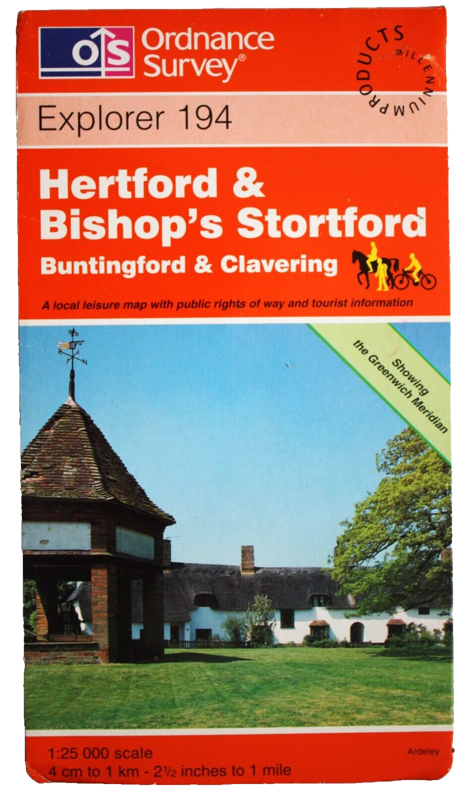 Ordnance Explorer Sheet 194 Hertford & Bishop's Stortford Buntingdon & Clavering