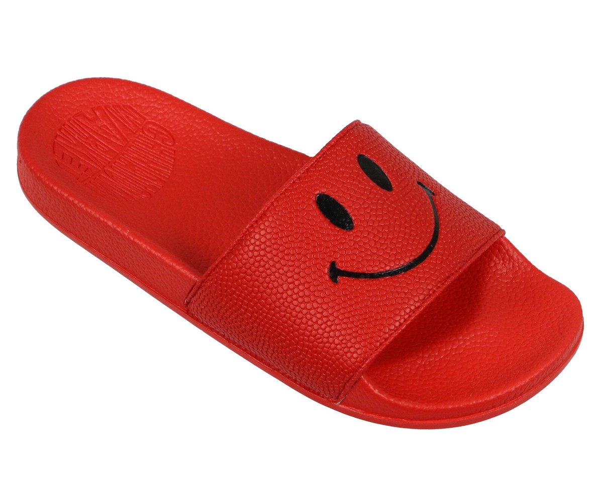 CHINATOWN MARKET Youth Happy Face Slide Sandals sz 7Y Red  display picture 2