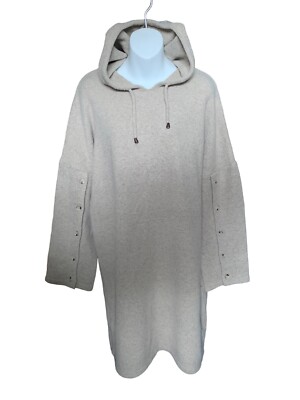 Yest Netherlands Beige Stretch Fleece Cozy Sweater Dress 10 Hooded