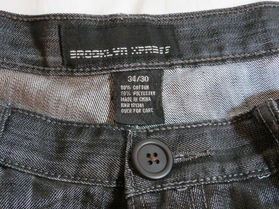 Pantalones negros desgastados Brooklyn Express para hombre talla 34/30 con varios bolsillos Foto 3 de 4