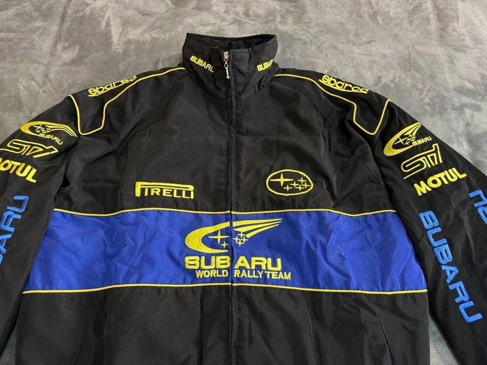 Unisex Adult Subaru Jacket Black Ebroidered Cotton Padded F 1 Racing Jacket - Image 3 of 4