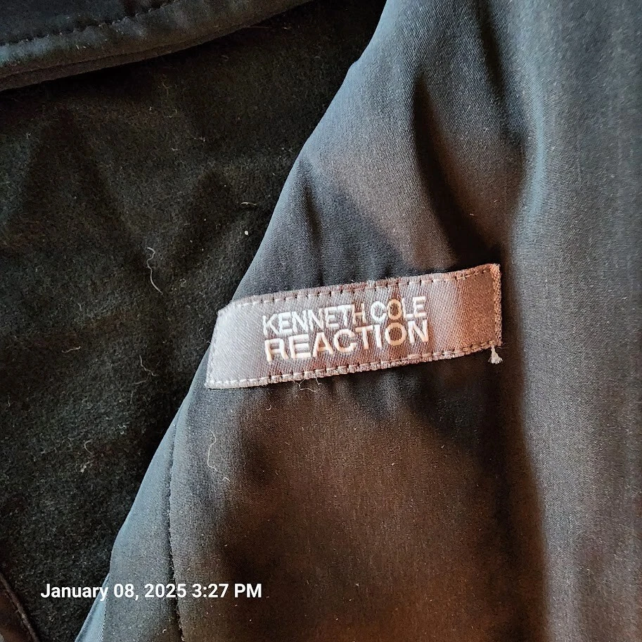 Kenneth Cole Reaction Insulated Nylon Rain Snow Button Down Jacket Size L Black - Image 2 of 4