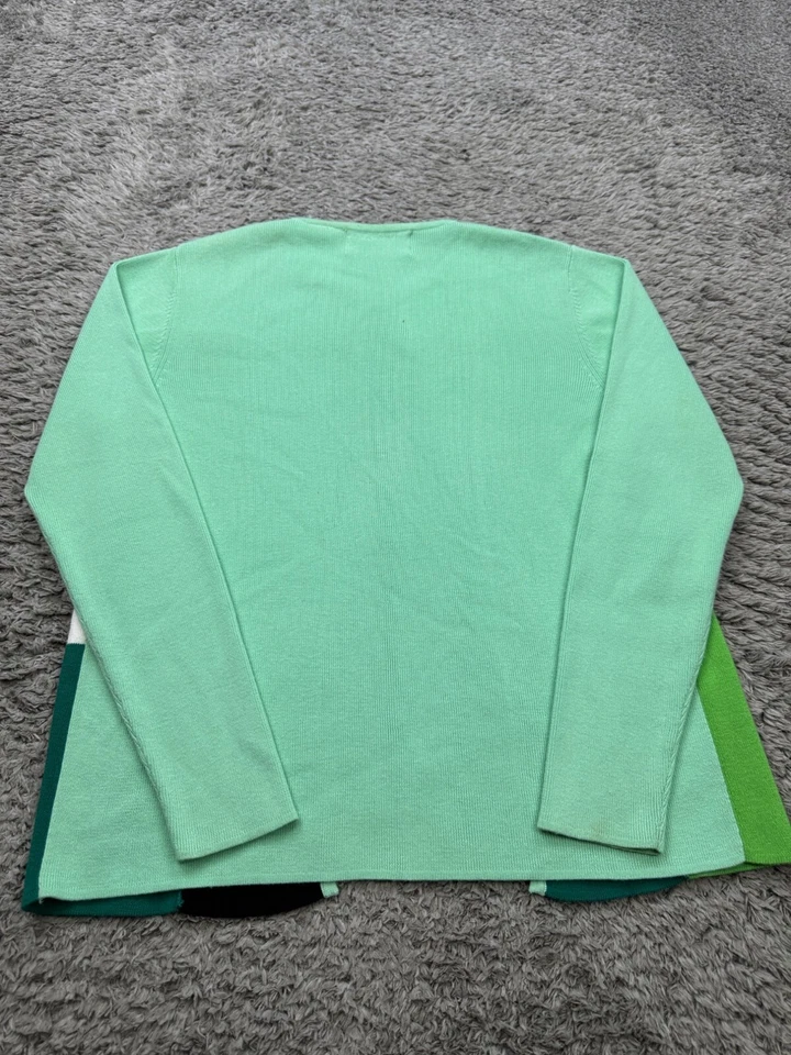 Suéter de Estados Unidos para mujer pequeño verde menta bloques de colores retazos cárdigan de colección Foto 2 de 4