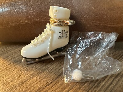 PHB White Figure Ice Skate With Ear Muffs Trinket ! Rare!
