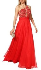 Women's Formal One Shoulder Embroidery Beaded Long Evening Gown prom dress