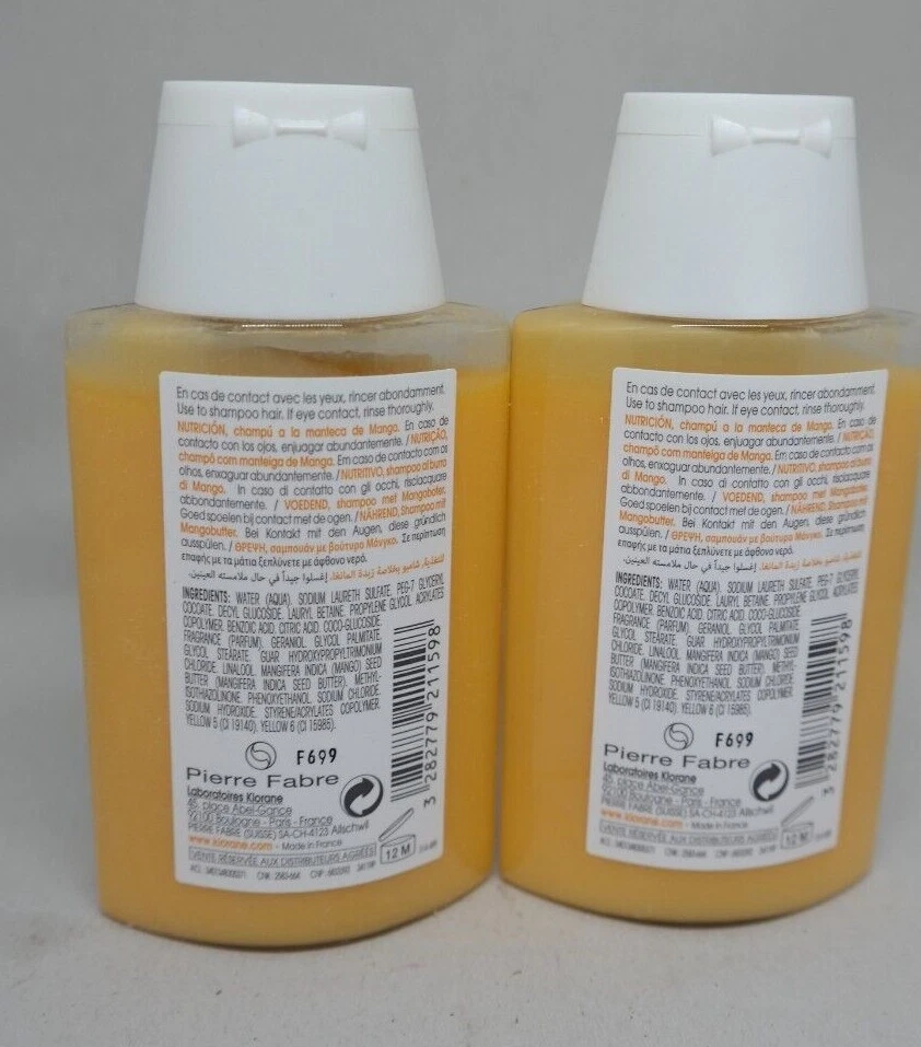 KLORANE Lot of 2 Nourishing Shampoo w/ Mango Butter for Dry Hair 3.3 fl oz each - Image 2 of 2