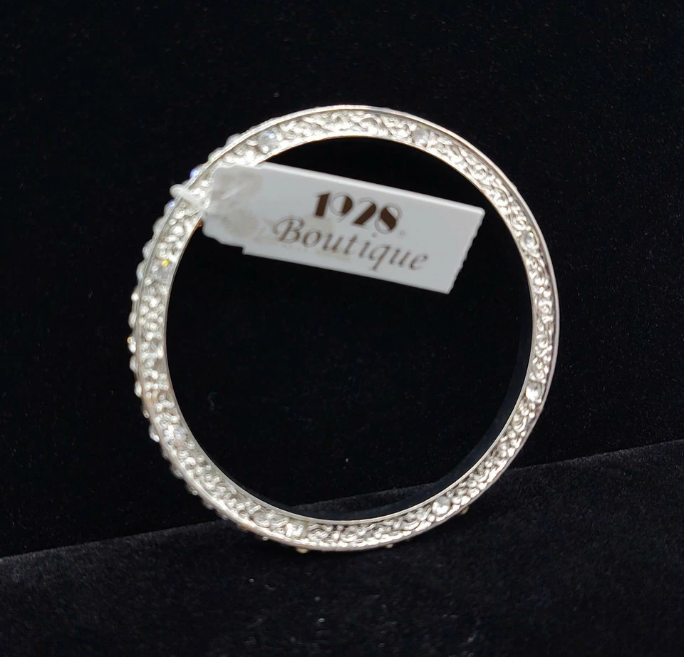 Brazalete de piedras epoxi transparentes tono plata 1928 Foto 4 de 4