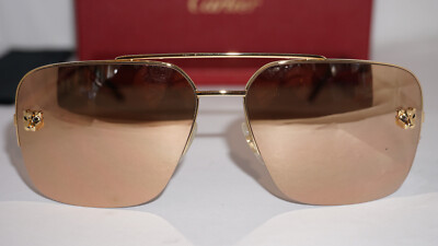 Cartier Gold Sunglasses with Gold Reflective Lenses CT0433S Sunglasses - Cartier Authorized Retailer  main image 3