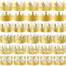 48 Pieces Paper Crowns Gold Paper Party Crown Hats King Crown for Kids and Ad...