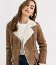 Nwt Pimkie Womens Small Leather Shearling Faux Fur Motorcycle Biker Jacket