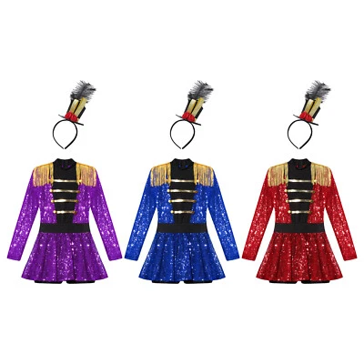 MARKENLOS DE Freebily Kinder Mädchen Zirkus Kostüm Glänzende Tanzbody Pailletten Party