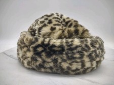 Vintage Faux Fur Leopard Animal Print Cheetah Black Tan No Label