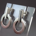 VTG STERLING SILVER MEXICO MODERNIST JONDELL DOOR KNOCKER SWINGER RING EARRINGS