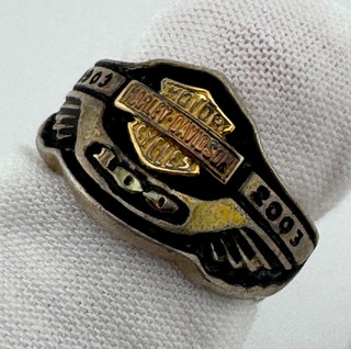 Harley Davidson 1903 2003 Ring Size 5.75 Sterling Silver & 18K Yellow Gold 8.2g