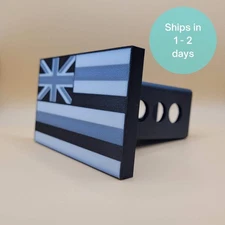 Hawaii State Flag Trailer Hitch Cover | 2 Inch Receiver | Black White and Gray 3
