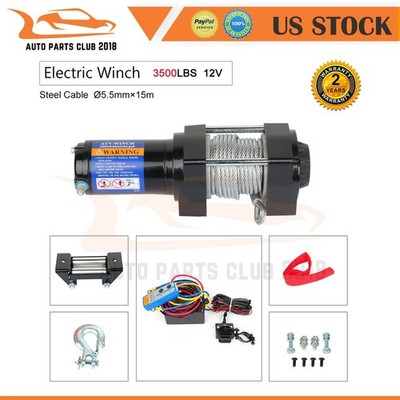 1X Electric Winch Towing 3500LBS Truck Trailer SUV Steel Cable Off Road