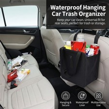 Universal Car Waterproof Storage Bag Box Hanging Trash Tin for Rear Seat