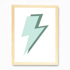 Sage and Olive Green Double Lightni Framed Wall Art Poster Canvas Print Picture