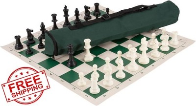 US Chess Federation Green Chess Set Triple Weighted
