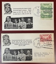 Howard Hughes, N.Y. World's Fair 1939, Round-The-World Flight, 2 Naval Covers Howard Hughes, N.Y. World's Fair 1939, Round-The-World Flight, 2 Naval Covers