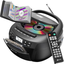 KLIM CD Player  Cassette Tape Player with Case, Bluetooth Boombox, AM/FM Rad...