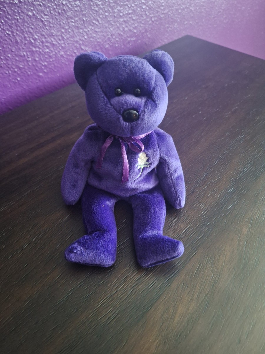 TY Beanie Baby PRINCESS DIANA THE PURPLE BEAR 1997 NEW (No Ty