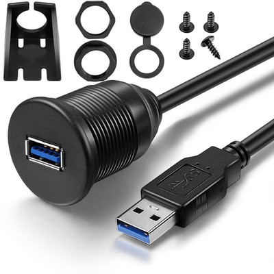 USB 3.0 Male to USB 3.0 Female AUX Flush Mount Car Mount Extension Cable