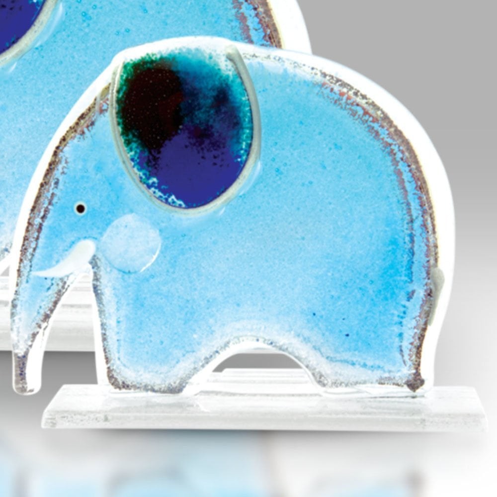 Nobile Glassware Small Blue Fused Glass Elephant