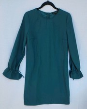 Banana Republic Pencil Dress, Size 6 in Hunter Green, Long Sleeves, Ruffled Cuff