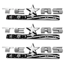 3PC 3D TEXAS EDITION EMBLEM Silver+Black+American Flag Trunk Car Universal Decal