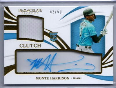 2021 Immaculate Collection Jersey Patch Rookie Auto Monte Harrison #42/50 Clutch