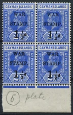 Cayman Islands 1917 KGV WAR TAX SG 54a, 54b Mint Never Hinged MNH Two varieties!