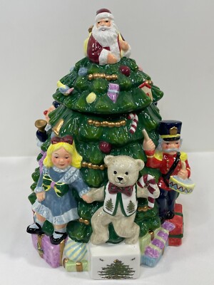 【未使用に近い】SPODE クッキー ジャー クリスマスツリー　スポード Spode Christmas Tree Cookie Jar 12” Hand Painted Ceramic Cookie