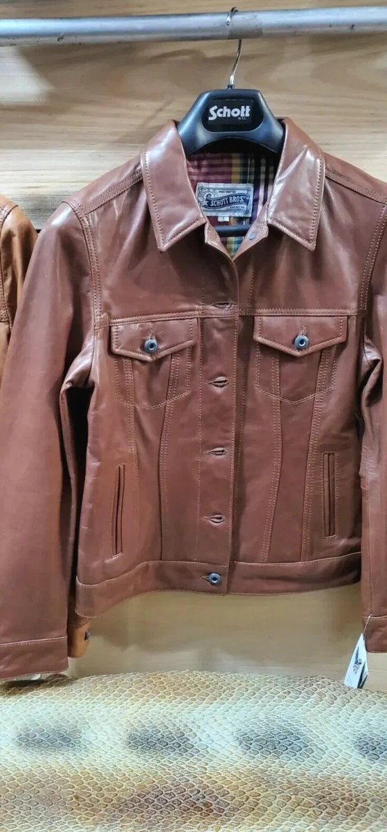 SCHOTT NYC Women Rare saddle color NEW leather jacket Small slim lambskin NWT