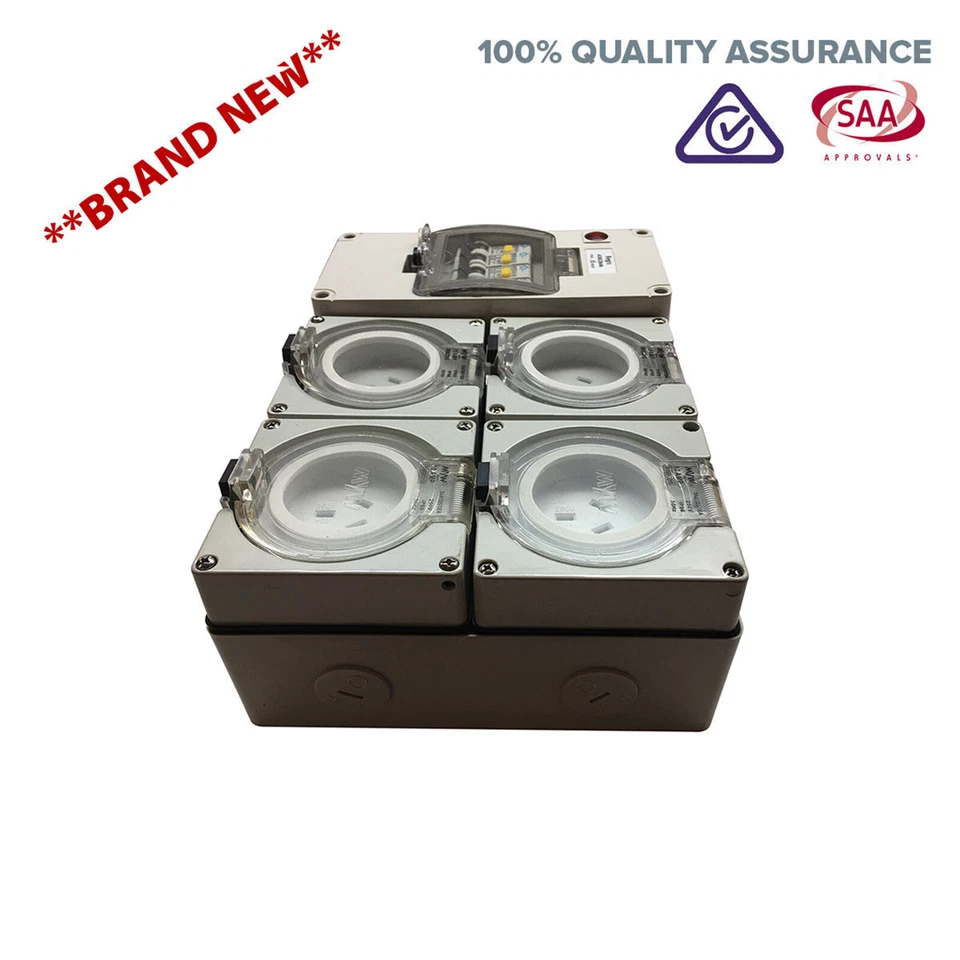 2X 10AMP And 2X 15AMP 3 Pin RCD Power Point Socket Outlet RCBO IP66 Weatherproof - Image 3 of 4