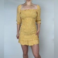 FAITHFUL THE BRAND Es Saada Mini Dress Smocked in Ceretti Check Stretch
