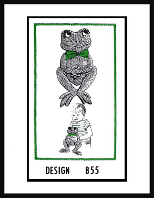 Mail Order # 855 FROG Fabric Sewing Pattern CUTE Stuffed Animal Toy app 18'' Tall