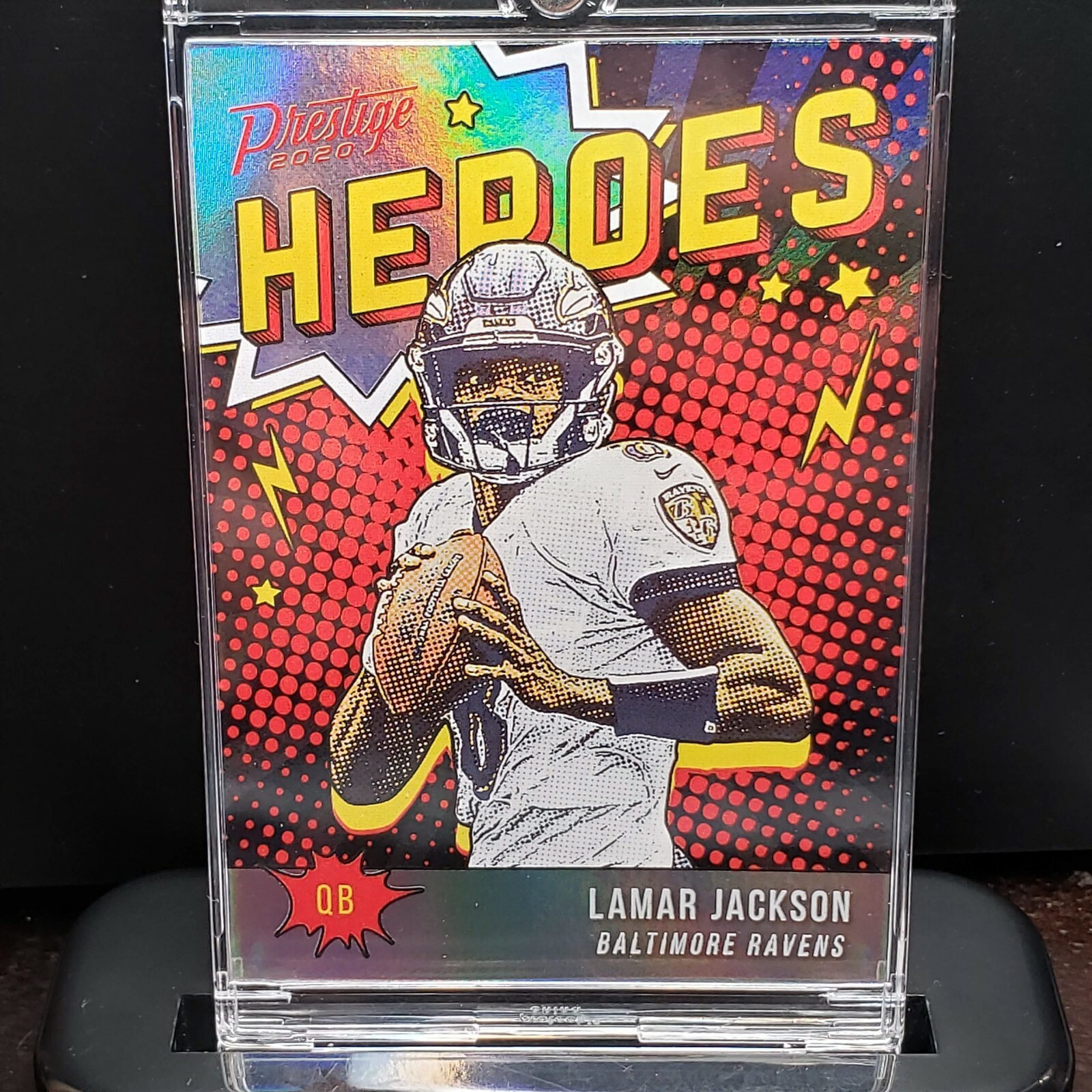 2020 Panini Prestige Lamar Jackson Heroes Silver Prizm Ravens MVP