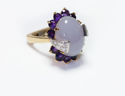 La Triomphe Purple Jade Amethyst Diamond 18K Gold Ring
