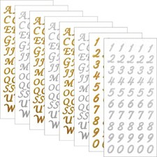 "8 Sheets Glitter Alphabet Letter Stickers Self Adhesive Number Stickers for "..