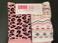 NWT The Children  s Place Girls 6-Pack Crew Socks Large Shoe Size 3-6