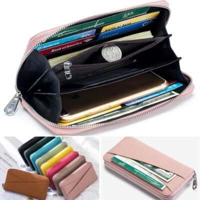Genuine Leather Wallets for Women Zipper Around Ladies Wallet RFID Blocking Gift