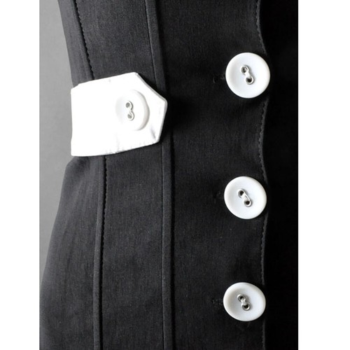 Black White Casual Steampunk Corset Underbust Button Lace Up Halter Vest Top L - Picture 2 of 6