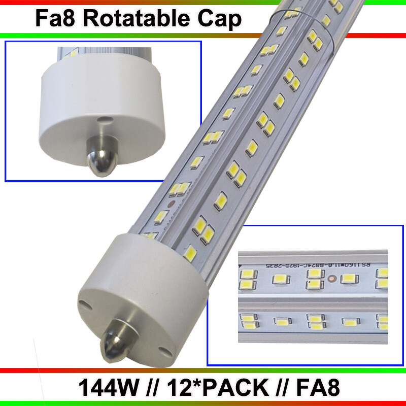 T8 8FT LED Tube Light FA8 Single Pin 144W 8FOOT LED Shop Light Bulbs 12 PACK