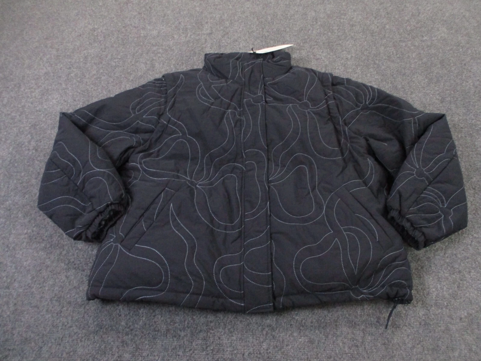 Damson Madder Jacket Women 14 Blue Puffer Bow Ribbon Quilted Preppy Coat NEW