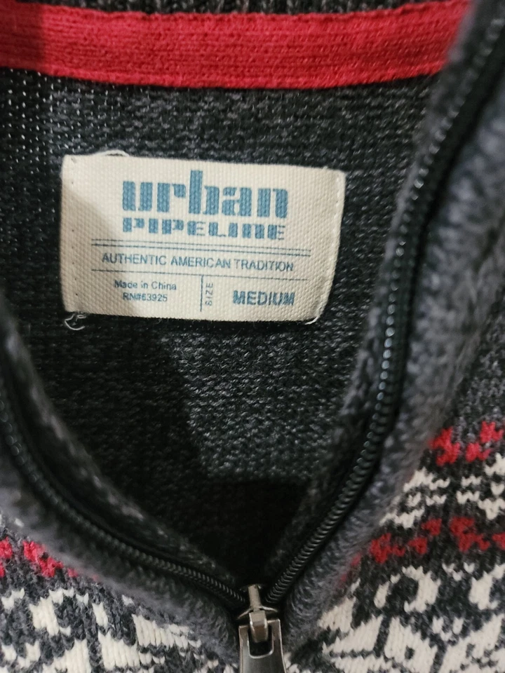 Suéter Urban Pipeline Niños Gris Talla M 1/4 Cremallera Tejido Suave L/S Patrón Fair Isle Foto 2 de 4