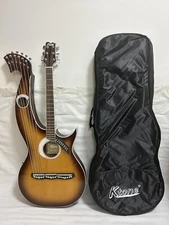 Ktone Professional Harp Guitar, Acoustic Electric Double Neck Guitar with Padded